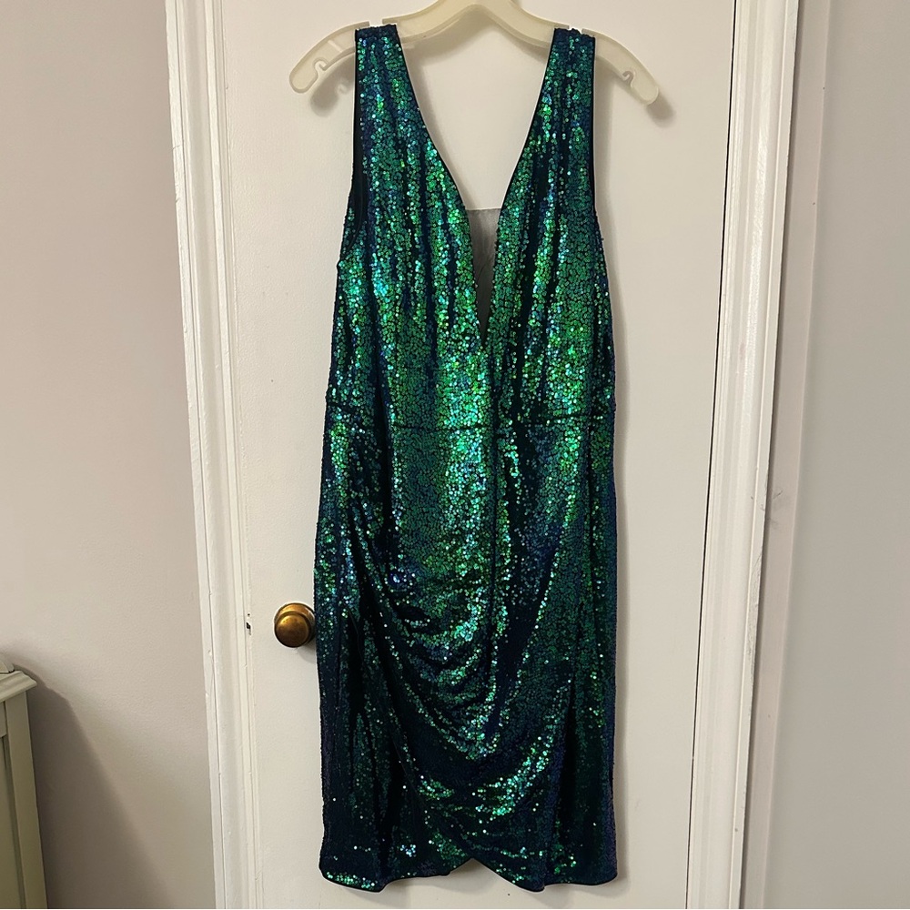 Gorgeous Grace Karin Green & Blue Sequin Dress